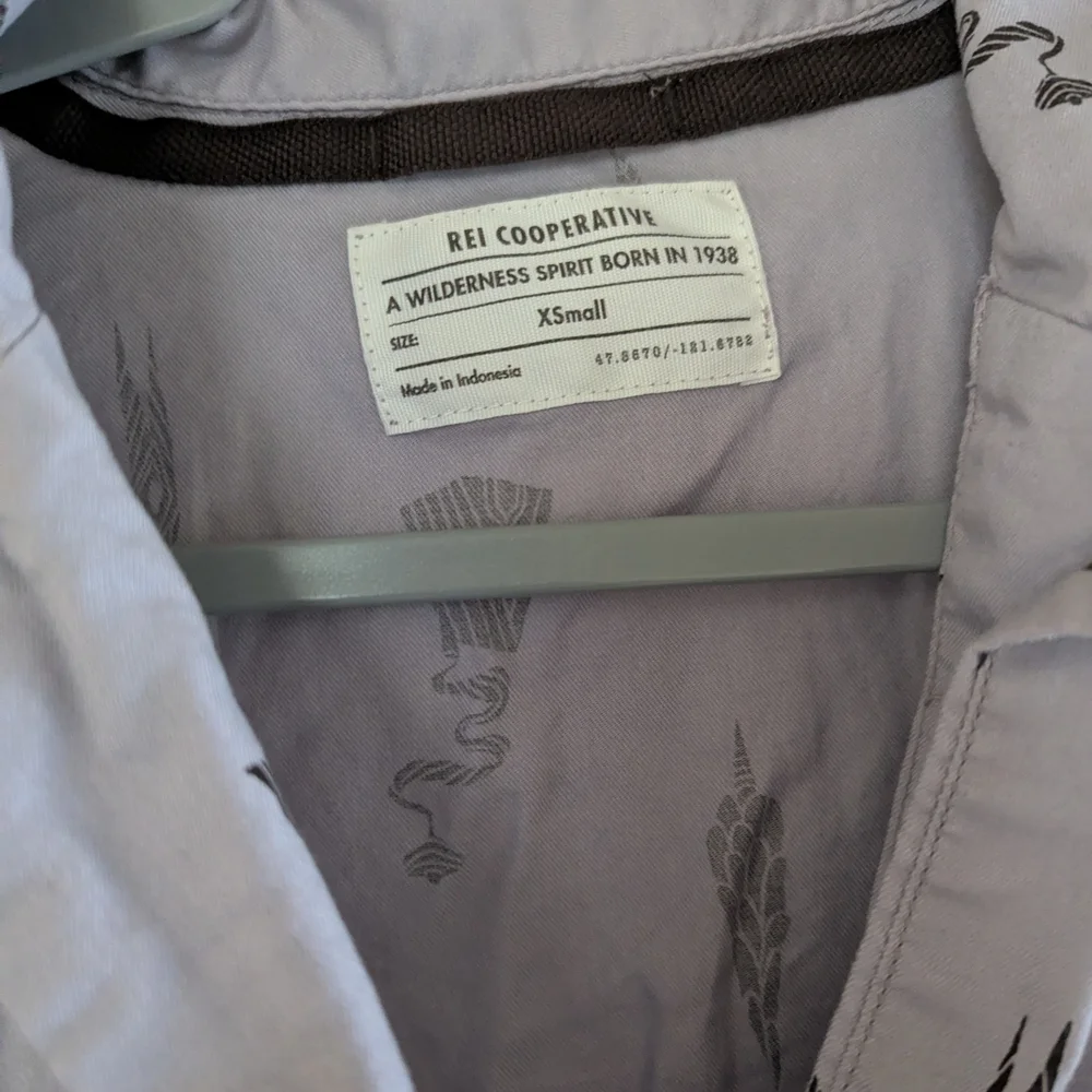 Cooperative Lavender Button Down Shirt with Black Patterns - Picture 3 of 7